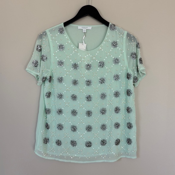 Piperlime | Chiffon Beaded Top - Picture 1 of 5